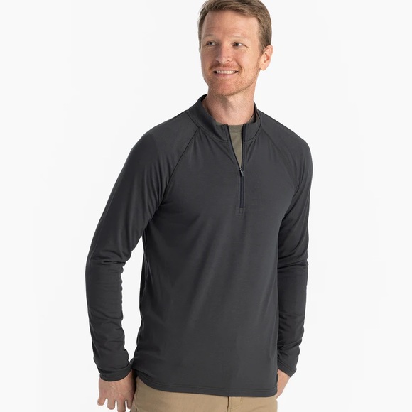 Free Fly Grey Bamboo Stretch Flex Quarter 1/4 Zip Long Sleeve Workout Top Medium - Picture 1 of 9